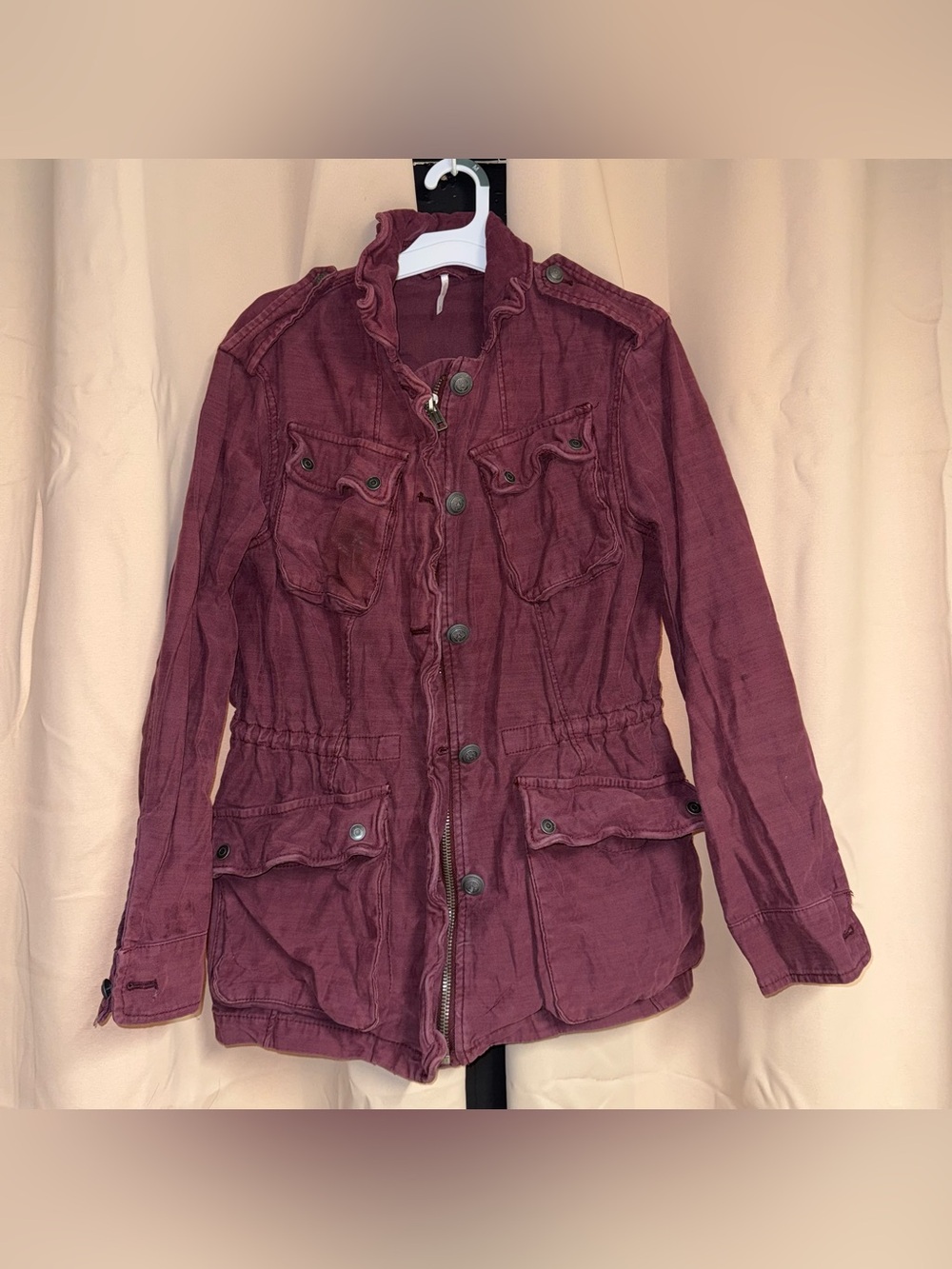free people not your brothers military surplus burgundy jacket